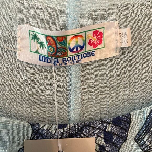 India Boutique NWT O/S Blue Shell Print Flowy Tank Lightweight Dress Swim Cover - Picture 4 of 8